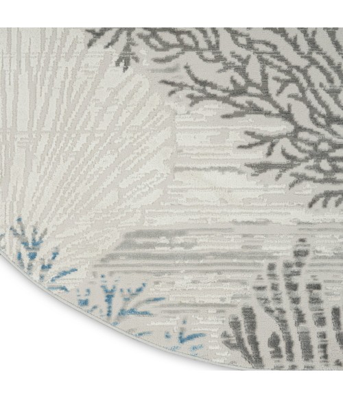 Nourison Pompeii Ivory Grey Blue PMP04 5 ft. 3 in. X Round Rug