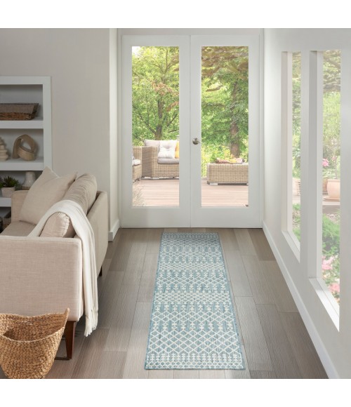Nourison Positano Aqua POS02 2 ft. 2 in. X 10 ft. Rect. Rug