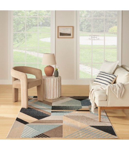 Nourison Home Washable Decor Blue Multicolor WSD10 5 ft. 3 in. X 7 ft. Rectangle Rug