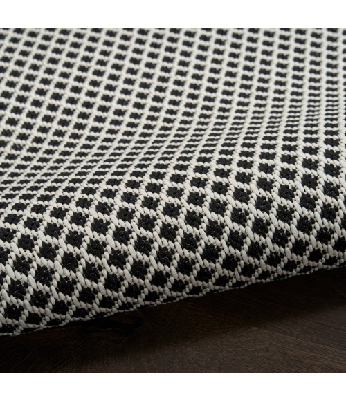 Nourison Courtyard Black White COU01 9 ft. X 12 ft. Rect. Rug