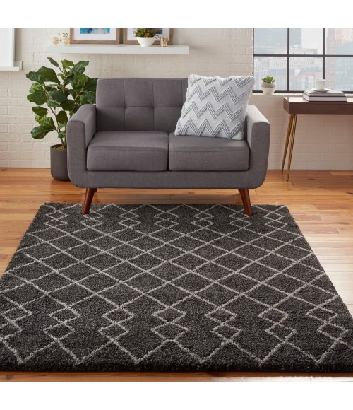 Nourison Geometric Shag Charcoal GOS01 5 ft. 3 in. X 7 ft. 3 in. Rect. Rug