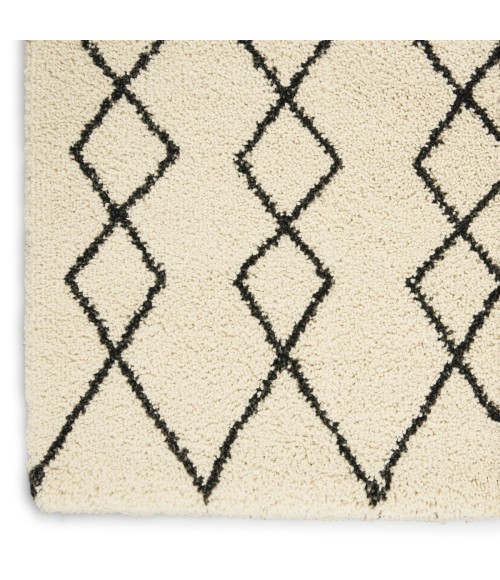 Nourison Geometric Shag Ivory/Charcoal GOS01 5 ft. 3 in. X 7 ft. 3 in. Rect. Rug