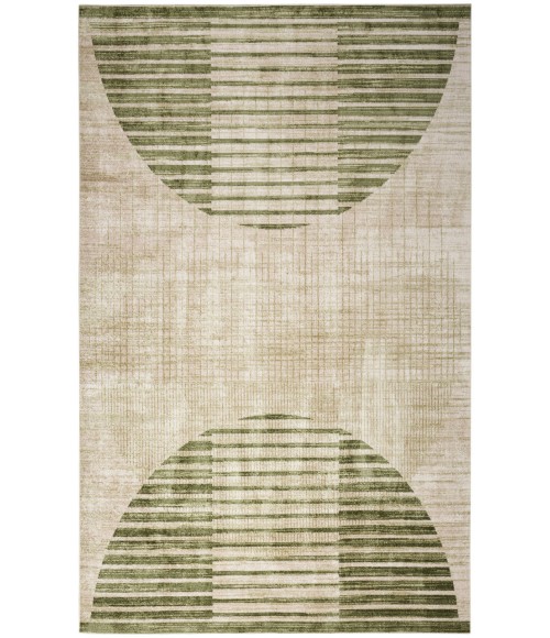 Nourison Astra Machine Washable Ivory Olive ASW03 6 ft. 7 in. X 9 ft. Rectangle Rug