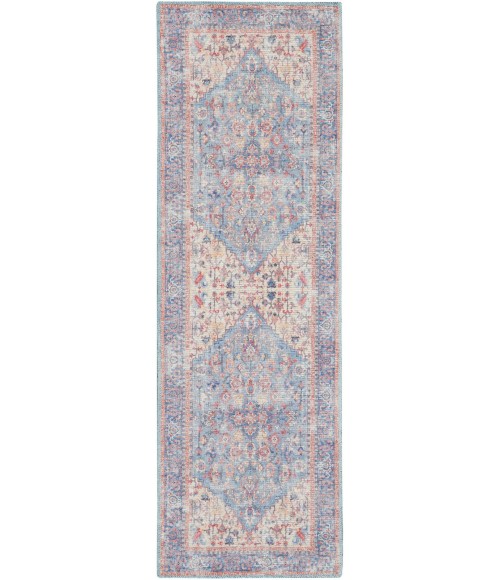 Nicole Curtis Machine Washable Series 1 Area Rug SR104 Blue/Multi 7' Runner