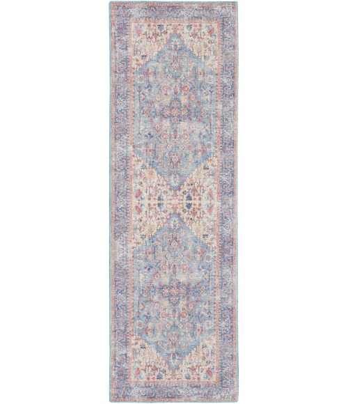 Nicole Curtis Machine Washable Series 1 Area Rug SR104 Blue/Multi 7' Runner