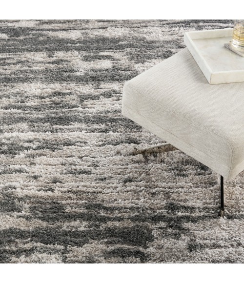 Nourison Luxurious Shag Charcoal Ivory Rug LXR02 7 ft. 10 in. X 9 ft. 10 in. Rect. - Rugs Town Nourison Luxurious Shag Charcoal Ivory LXR02 7 ft. 10 in. X 9 ft. 10 in. Rect. Rug