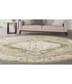 Nourison Home Astra Machine Washable ASW11 Ivory Green 5 ft. 3 in. Round Area Rug
