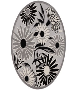 Nourison Aloha Black White ALH33 5 ft. 3 in. Round Rug