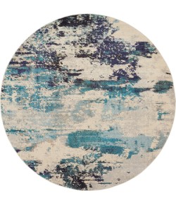 Nourison Celestial - Ces02 Ivory Teal Blue Area Rug 7 ft. 10 X Round
