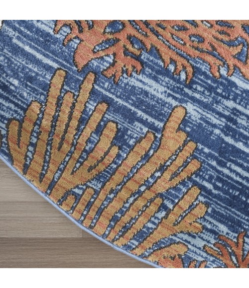 Nourison Pompeii Blue Multicolor PMP04 7 ft. 10 in. X Round Rug