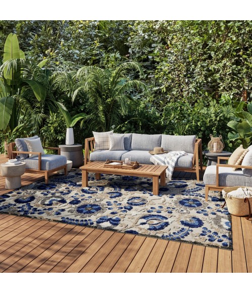 Nourison Aloha Natural Blue ALH17 9 ft. X 12 ft. Rect. Rug