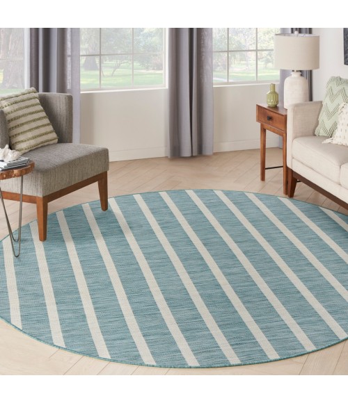 Nourison Positano Aqua Ivory POS03 6 ft. X Round Rug