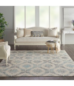 Nourison Tranquil(Traql) - Tra09 Ivory Turquoise Area Rug 8 ft. 10 X 11 ft. 10 Rectangle