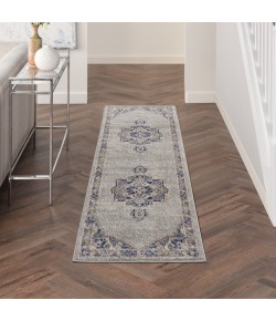 Nourison Tranquil(Traql) - Tra14 Grey Navy Area Rug 2 ft. 3 in. X 7 ft. 3 in. Runner