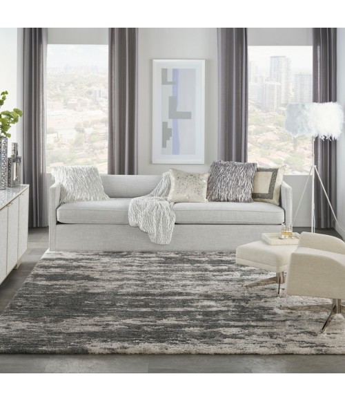 Nourison Luxurious Shag Charcoal Ivory Rug LXR02 7 ft. 10 in. X 9 ft. 10 in. Rect. - Rugs Town Nourison Luxurious Shag Charcoal Ivory LXR02 7 ft. 10 in. X 9 ft. 10 in. Rect. Rug