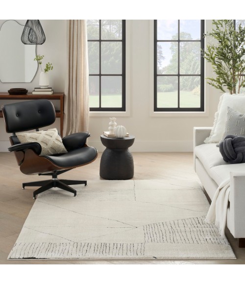 Nourison Cozy Modern Ivory Black Rug CMD02 5 ft. 3 in. X 7 ft. Rect. - Rugs Town Nourison Cozy Modern Ivory Black CMD02 5 ft. 3 in. X 7 ft. Rect. Rug
