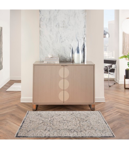 Nourison Nyle Ivory Charcoal Rug NYE01 2 ft. 6 in. X 4 ft. 6 in. Rect. - Rugs Town Nourison Nyle Ivory Charcoal NYE01 2 ft. 6 in. X 4 ft. 6 in. Rect. Rug