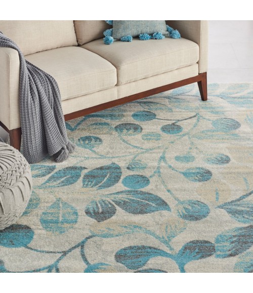 Nourison TRANQUIL Area Rug Nourison Tranquil Area Rug TRA03-Ivory/Turquoise