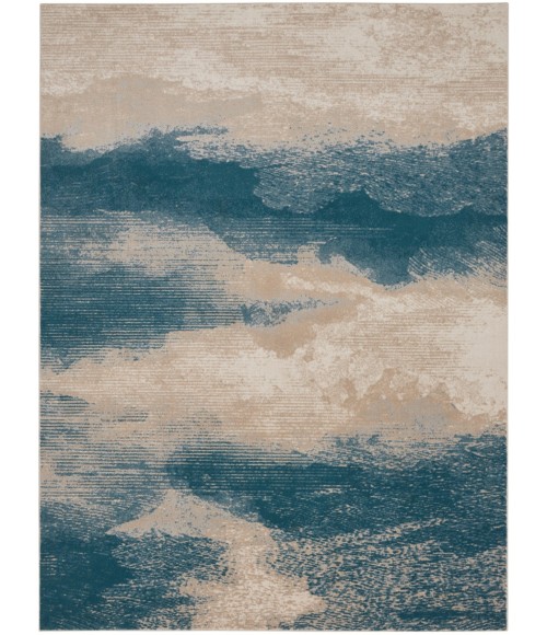 Nourison Maxell Area Rug MAE06 Ivory/Teal 9'3" x 12'9"