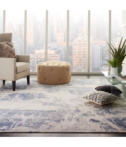 Nourison Sleek Textures Blue Cream SLE02 7 ft. 10 in. X 10 ft. 6 in. Rect. Rug