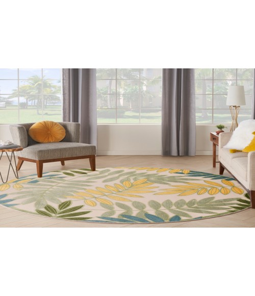Nourison Aloha Green Multicolor ALH18 7 ft. 10 in. Round Rug