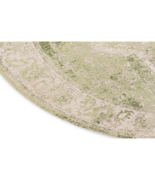 Nourison Astra Machine Washable Ivory Green ASW12 5 ft. 3 in. Round Rug