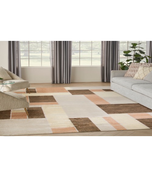 Nourison Astra Machine Washable Beige Multicolor ASW09 6 ft. 7 in. X 9 ft. Rectangle Rug