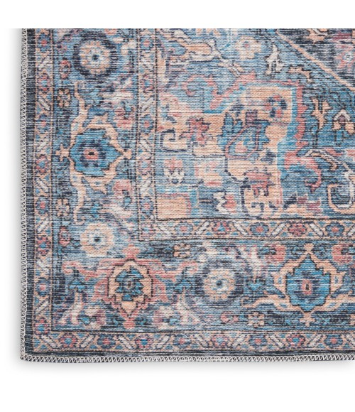 Nicole Curtis Machine Washable Series 1 Area Rug SR101 Blue 5' x 7'