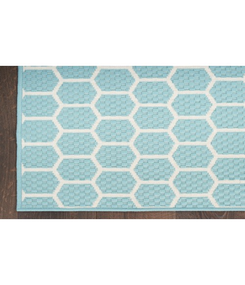 Nourison Reversible Indoor Outdoor Aqua RVB01 8 ft. X 10 ft. Rectangle Rug