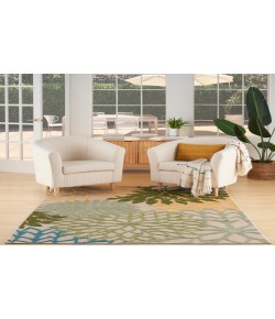 Nourison Aloha Green Multicolor ALH05 5 ft. 3 in. X 7 ft. 5 in. Rectangle Rug