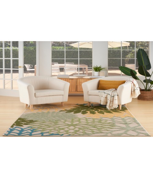 Nourison Aloha Green Multicolor ALH05 5 ft. 3 in. X 7 ft. 5 in. Rectangle Rug
