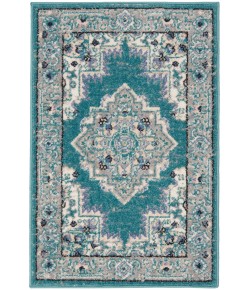 Nourison Home Passion PSN03 Turquoise Grey 1 ft. 10 in. X 2 ft. 10 in. Area Rug