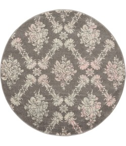 Nourison Tranquil(Traql) - Tra09 Grey Pink Area Rug 5 ft. 3 X Round