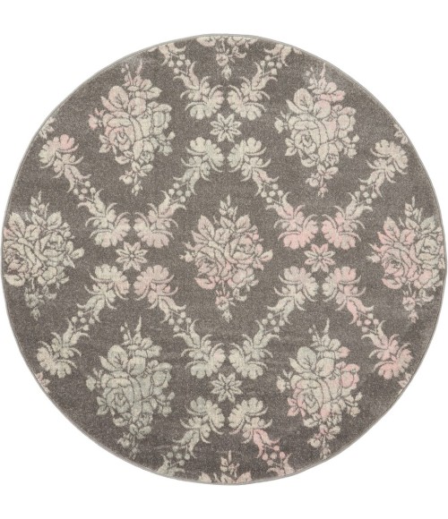 Nourison Tranquil Round Area Rug TRA09-Grey/Pink
