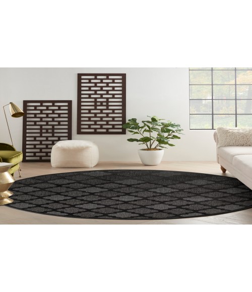 Nourison Easy Care Charcoal Black NES01 10 ft. Round Rug
