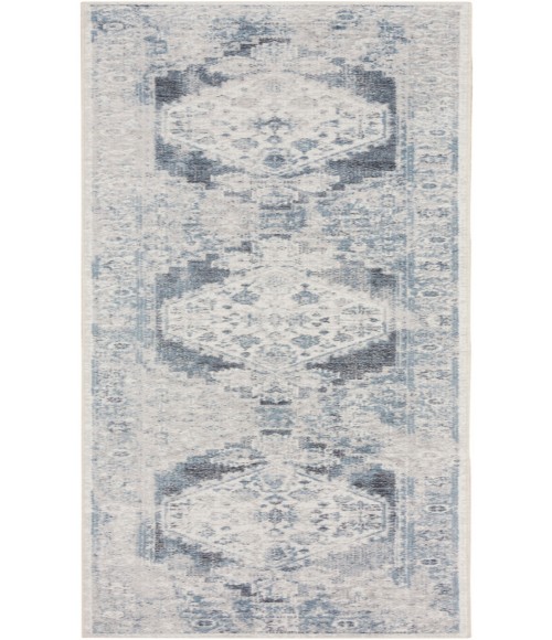 Nourison Astra Machine Washable Blue Ivory ASW11 2 ft. X 6 ft. Rectangle Rug