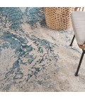 Nourison Maxell Area Rug MAE08 Ivory/Teal 6' x 9'