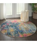 Nourison CELESTIAL Area Rug Nourison Celestial Round Area Rug CES09-Blue/Yellow