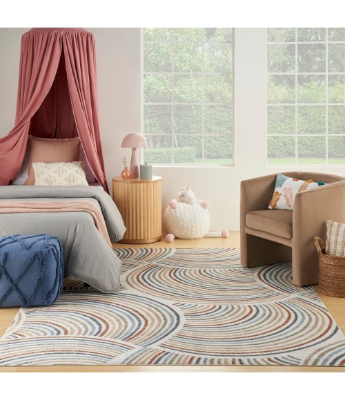Nourison Astra Machine Washable Area Rug Nourison Astra Machine Washable Area Rug ASW08 Ivory/Multi