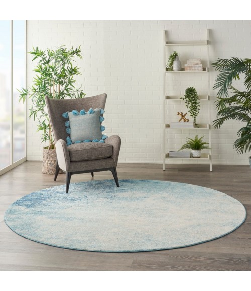 Nourison Passion Round Area Rug PSN10-Navy/Light Blue