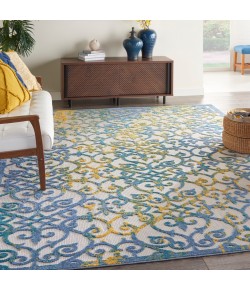 Nourison Aloha - Alh21 Ivory Blue Area Rug 9 ft. 6 X 13 ft. Rectangle