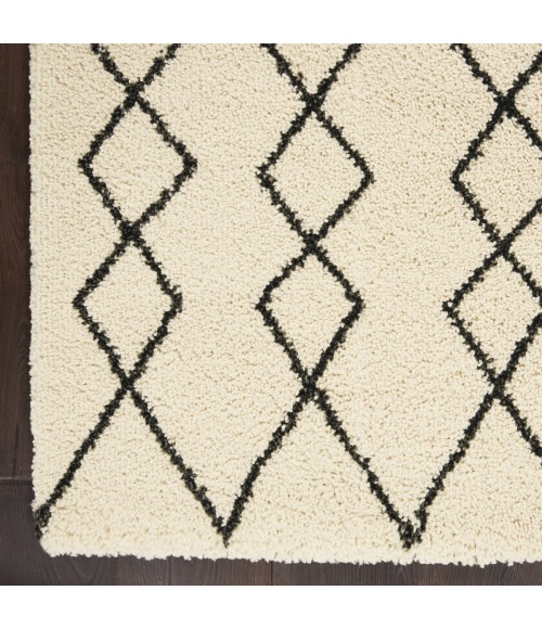 Nourison Geometric Shag Ivory/Charcoal GOS01 5 ft. 3 in. X 7 ft. 3 in. Rect. Rug