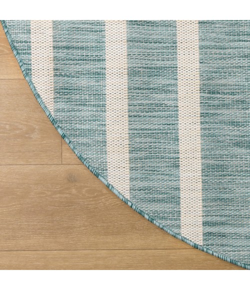 Nourison Positano Aqua Ivory POS03 6 ft. X Round Rug
