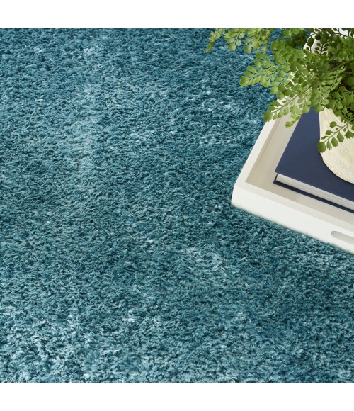 Nourison Luxurious Shag Aqua LXR05 5 ft. 3 in. X 7 ft. 3 in. Rect. Rug