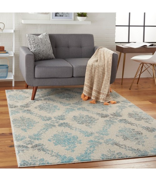 Nourison Tranquil Area Rug TRA09-Ivory/Turquoise