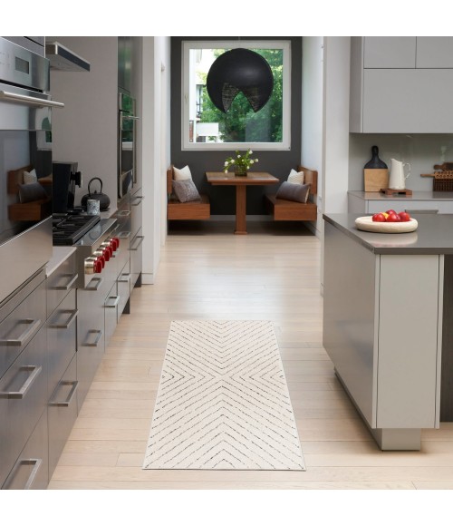 Nourison Cozy Modern Ivory Black CMD01 2 ft. 2 in. X 6 ft. Rect. Rug