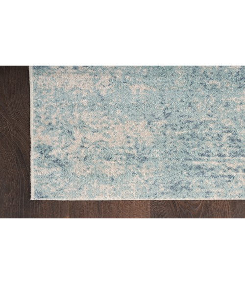 Nourison Astra Machine Washable Blue Ivory ASW07 2 ft. 2 in. X 8 ft. Rectangle Rug