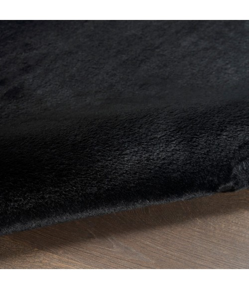 Nourison Soft Plush Rabbit Fur Black SFF01 5 ft. X 7 ft. Rect. Rug