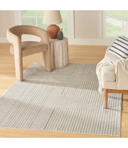 Nourison Home Washable Decor Cream Blue WSD11 6 ft. 7 in. X 9 ft. Rectangle Rug