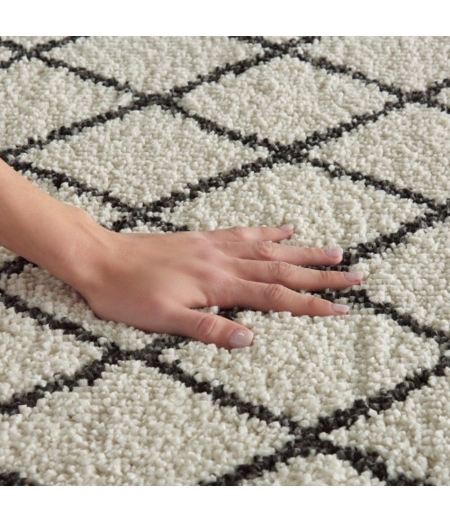 Nourison Geometric Shag Ivory/Charcoal GOS01 2 ft. 2 in. X 3 ft. 9 in. Rect. Rug